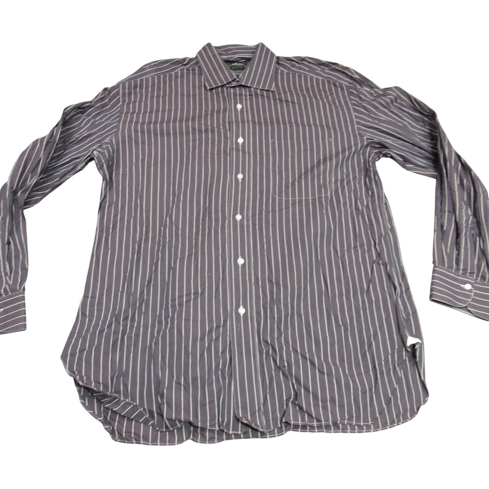 Luigi Borrelli Louis Boston Mens Grey Striped Button Down Shirt Made in Italy 41